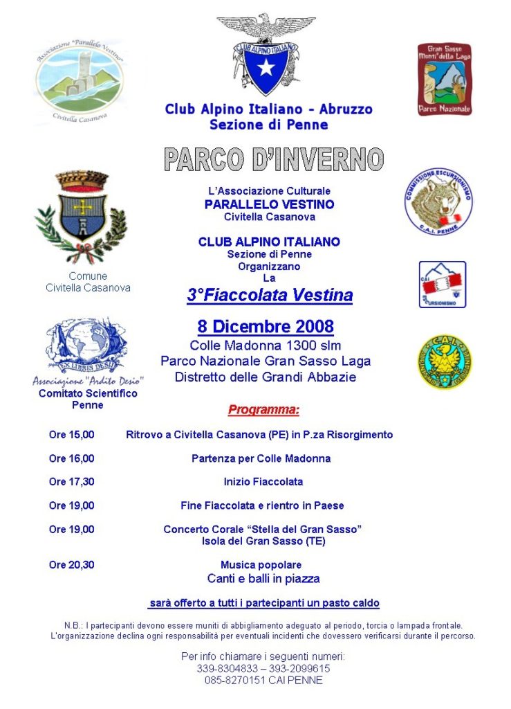 Parco d'Inverno 2008/2009 3^ Fiaccolata Vestina - Colle della Madonna